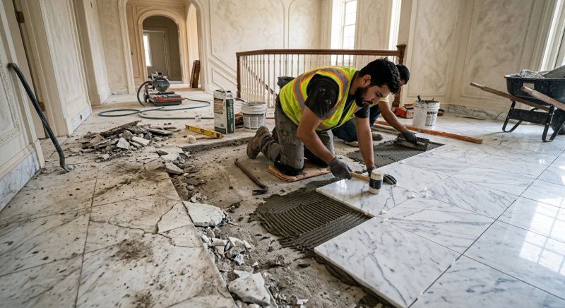 Marble Tile Floor Installation in Kansas City, KS